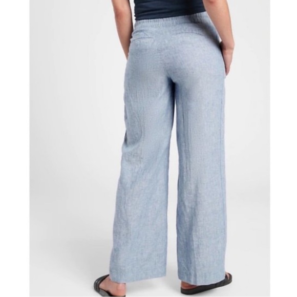 Athleta Cabo wide leg chambray blue linen pants - Picture 3 of 8